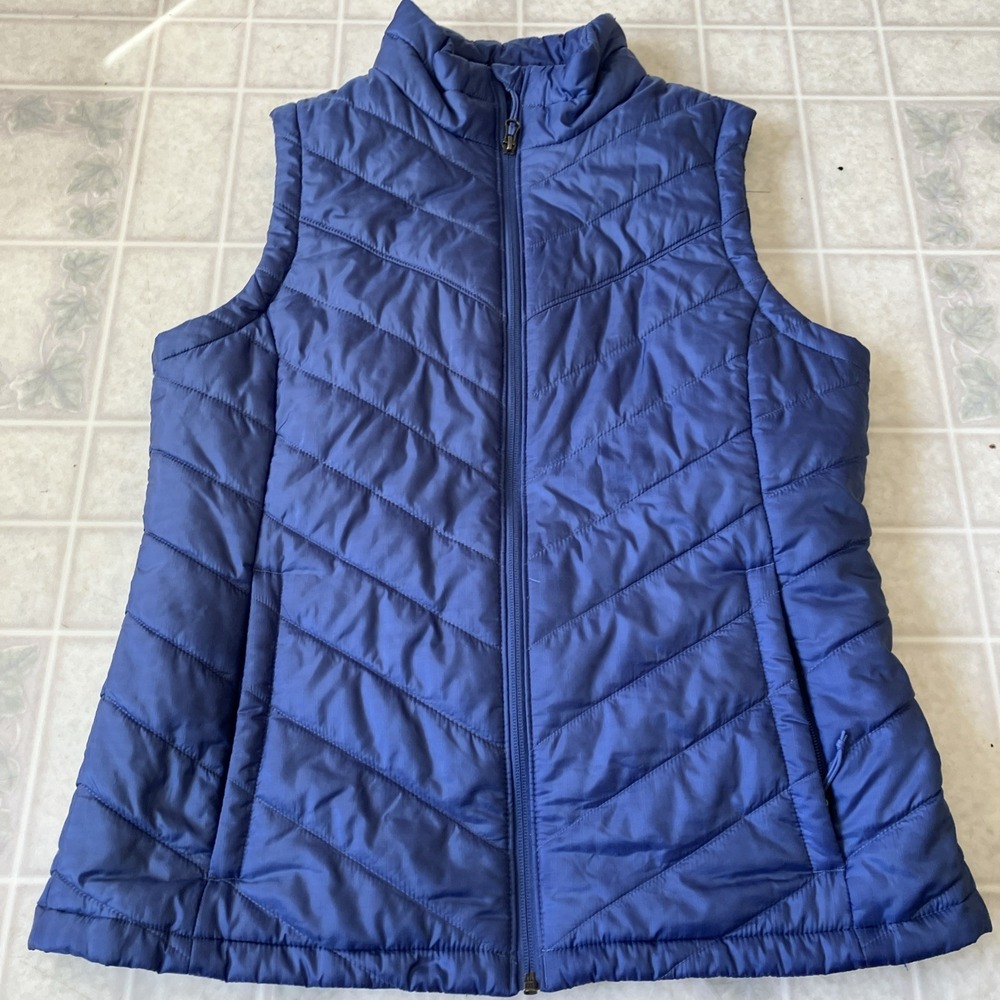 Columbia Omni-Heat Puffer‎ Vest Large Blue Insulated Full Zip Hiking Quilted